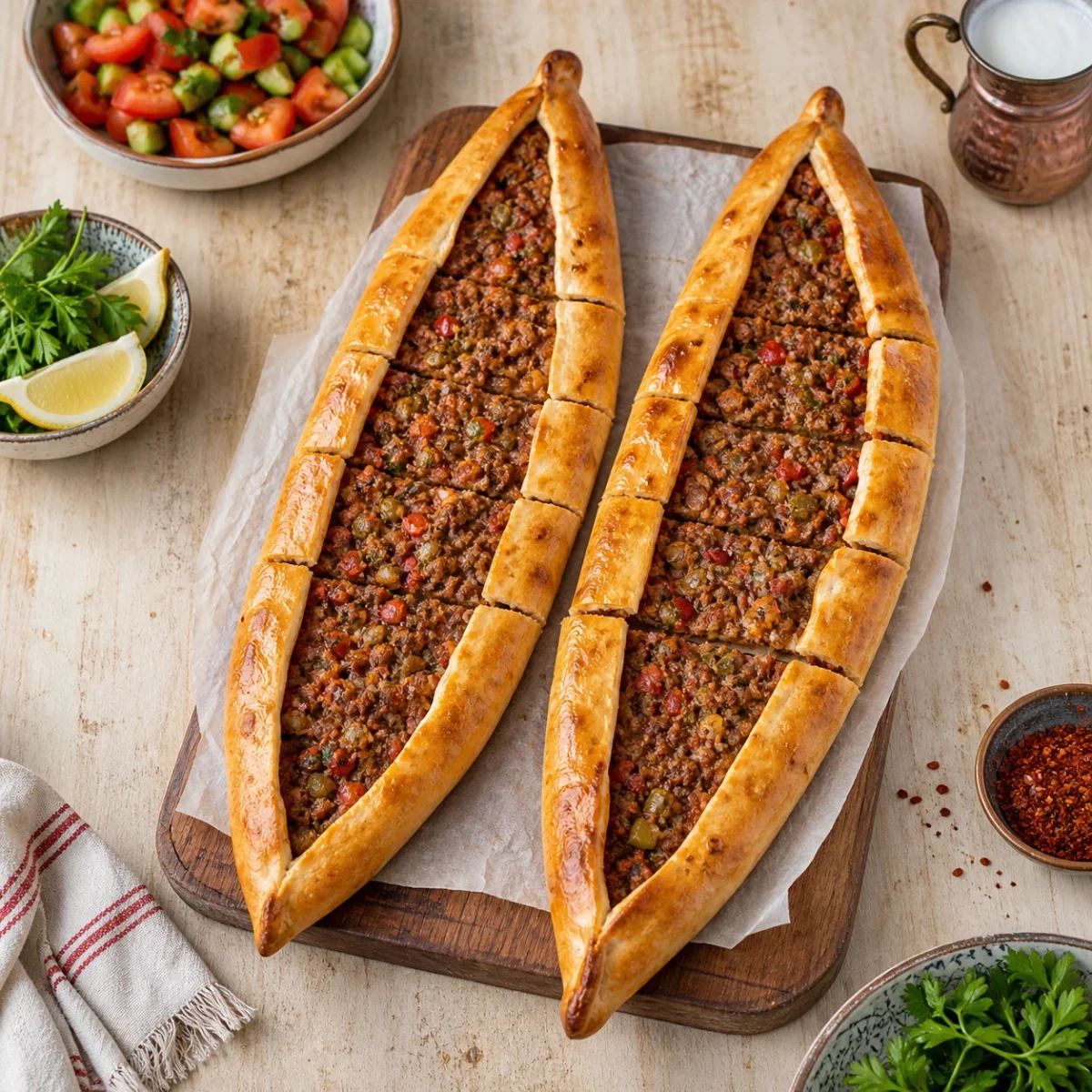 Turkish Pide with Minced Meat